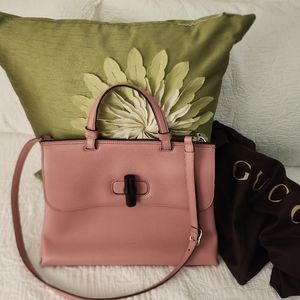 Gucci pink leather bamboo daily medium